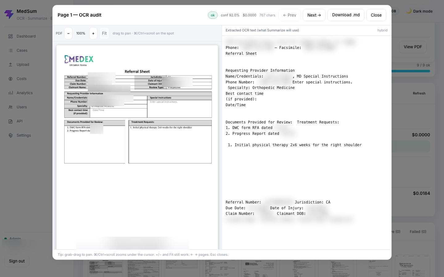 MedSum product screenshot