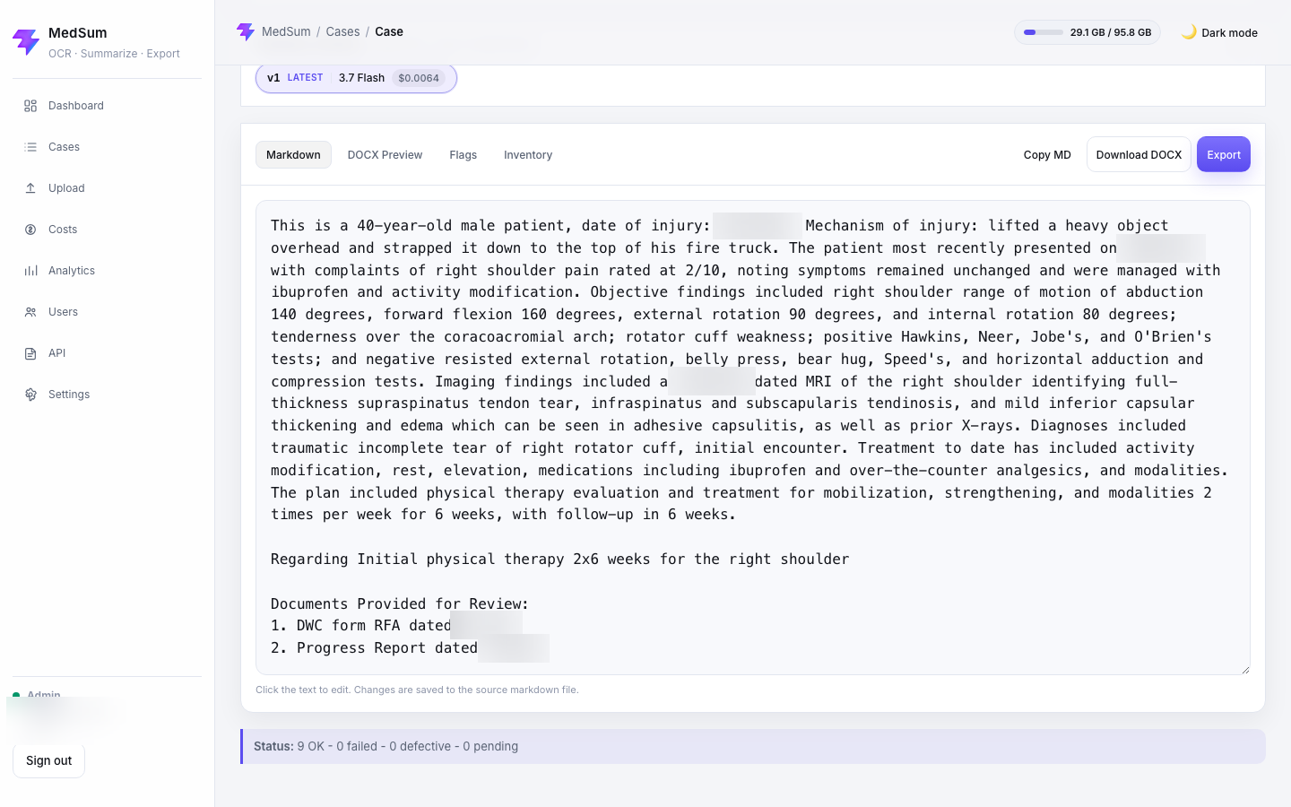 MedSum product screenshot